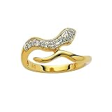 Ladies 18K Gold Plated Clear Cubic Zirconia Two Color Snake Ring