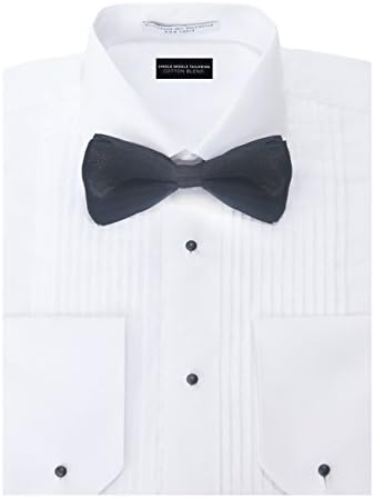 Aslanian Men's TUXEDO Dress Shirt with Lay-down Collar and Pre-tied Bow Tie