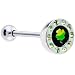 Green Gem Paved Half Dome Clover Logo Barbell Tongue Ring