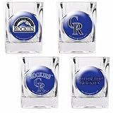 MLB Colorado Rockies Four Piece Square Shot Glass Set (Individual Logos)