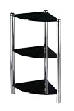 from Premier Housewares Premier Housewares 3 Tier Corner Shelf Unit with Black Glass Shelves and Chrome Frame, 70 x 30 x 30 cm