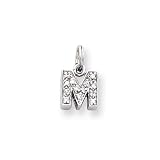 Sterling Silver Cz Initial M Charm