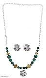 Amber and malachite jewelry set, 'Rain Frogs'