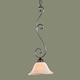 Murray Feiss P1071CB Tuscan Villa One-Light Pendant in Corinthian Bronze and Champagne Scavo Glass