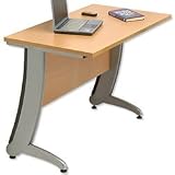 Influx Curva 1000 Desk Rectangular Return Curved Silver Legs W1000xD600xH735mm Beech