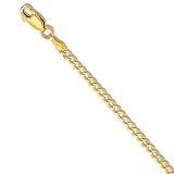 14k Solid Yellow Gold 2.5mm Curb Link Anklet 10