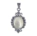 Oval Mother of Pearl Marcasite Sterling Silver Pendant Charm