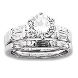 7mm CZ Wedding Set With 7mm CZ Stone