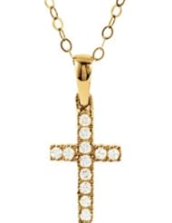 Youth Cross With Cz And With 15" Chain 14K Gold Yellow 19635
