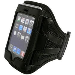 Navitech Black Neoprene Water Resistant Sports Gym, Jogging / Running Armband Case for the Apple iPhone 4, 4G HD