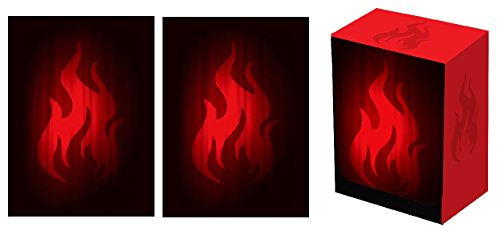 Legion SUPER Iconic FIRE Red Deck Box + 100 Matching DOUBLE Matte Finish Sleeves (fits Magic / MTG, Pokemon Cards)