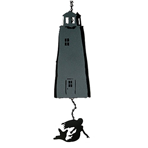 North Country Wind Bells Sentinel Lighthouse™ Black with Mermaid Multi Tones - 3 Sided