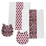 Tadpoles Layette, 4 pc Pink and Brown Damask, 1 ea