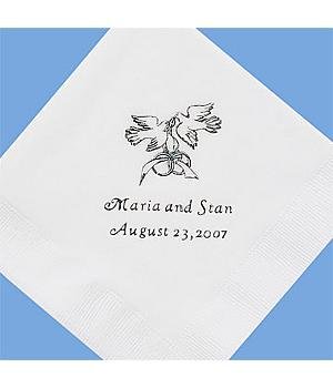 Personalized Wedding Gifts - Wedding Dinner Napkins - Set of 50,White,Doves