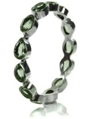 Designer Sterling Silver & Precious Stones Peacock Gemstone Bangle (Green Amethyst)