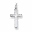 14k White Gold Diamond-cut Cross Pendant