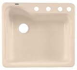 American Standard 7172.804.045 Silhouette 25-Inch Americast Single Bowl Four-Hole Kitchen Sink, Fawn Beige
