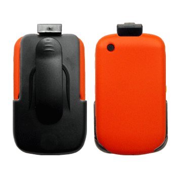 Holster Case w/ Ratcheting Belt Clip & Orange Silicone Case / Skin / Cover for BlackBerry Curve 8520 / 8530