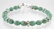 Turquoise Czech Glass Bead Toggle Bracelet with Decorative Sterling Silver Bali Beads, 7" long, #9547