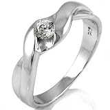 Sterling Silver Ladies Cubic Zirconia Fashion Ring - size 5