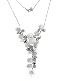 .925 Sterling Silver Designer Pearl and Beaded Bead Grape Cluster Necklace