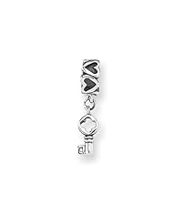 Heart and Key Charm in Silver for 3mm Charm Bracelets