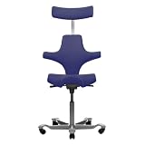 Capisco Blue Fabric Saddle Seat Task Chair with Headrest