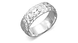 Laser Cut Diamond Cut Comfort Ring Band Sterling Silver Size 5 1/2