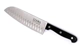Gourmet 7-in Stainless Steel Granton Edge Santoku Knife - Full Tang Stamped