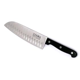 Gourmet 7-in Stainless Steel Granton Edge Santoku Knife - Full Tang Stamped by Cooks