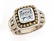 14K YELLOW GOLD AND SILVER BLUE TOPAZ RING SIZE 6 OR 7 OR 8