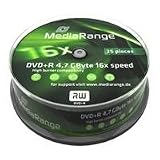 MediaRange DVD+R 16x certifié, 25 pièces en cake box