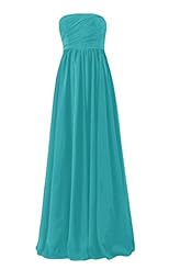Strapless Chiffon Floor Length Lace Empire   Waistline Bridesmaid Dress 