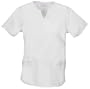 Cherokee Blooming Whites Collection Embroidered Mock Wrap Poplin Tunic Scrub Tops Women, White; Large
