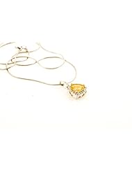 White Gold Plated Triangle Citrine Necklace