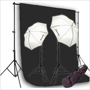 CowboyStudio 600 Watt Photography Photo Video Studio Continuous Lighting Light Kit, 10' X 13' Black Muslin Backdrop with Background Support System & Carry Case
