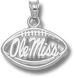 Mississippi (Ole Miss) Rebels Ole Mississippi Pierced Football Pendant - 10KT White Gold Jewelry