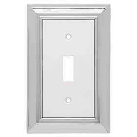 Liberty Hardware 126308 Architectural Single Switch Wall Plate, Polished Chrome and White