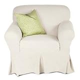 Armchair Slipcover Skirt Style- Canvas Soft Weave- Birch by 
