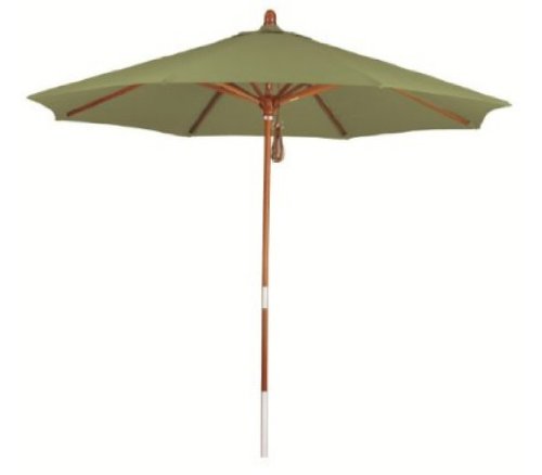 California Umbrella MARE908-SA21 9-Feet Pacifica Fabric Pulley Open Wood Market Umbrella, Palm