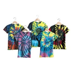 Tie-Dye d Ladies Multi-Color Cut-Spiral Short Sleeve Jersey T-shirt