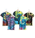 Tie-Dye d Ladies Multi-Color Cut-Spiral Short Sleeve Jersey T-shirt