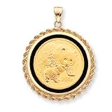 14k 1/2oz Panda Coin Open-Backed Onyx Rope Bezel Pendant