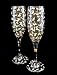 Gold Leopard Design - Hand Painted - Matching Set of Toasting Flutes - 6 oz.