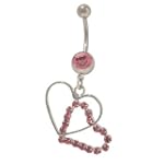 Dangle Hearts Belly Button Ring with Pink Jewels $16.99