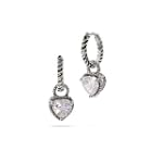 Designer Inspired Petite Cable Huggies with CZ Heart Drop