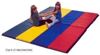 SoftPlay Standard Tumbling Mat, 4'x4'x1.5", Rainbow (Multi-Color), Hook and Loop fastener on 2 short sides