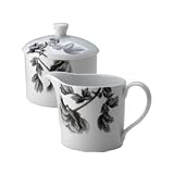 Royal Worcester Black Peony Sugar Bowl & Creamer