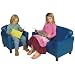 Childs Play Wooden Frame Vinyl Upholstery Furniture Set with Legs, Blue (2 Piece)