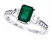 1.10Ct Emerald Cut Genuine Emeraldand Diamond Ring in 14Kt White Gold (AB Quality)-7